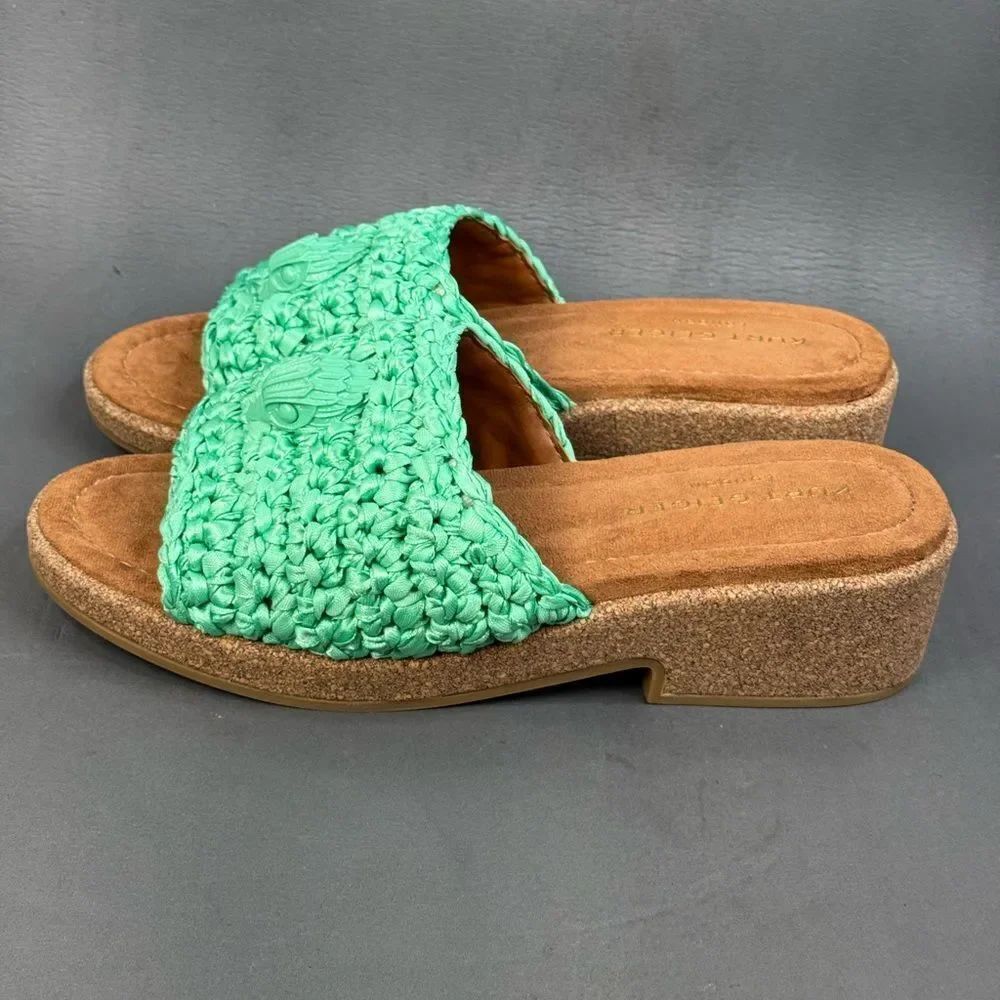 Kurt Geiger London Eagle Crochet Cork Slide Sandals women’s size 10 (40.5)